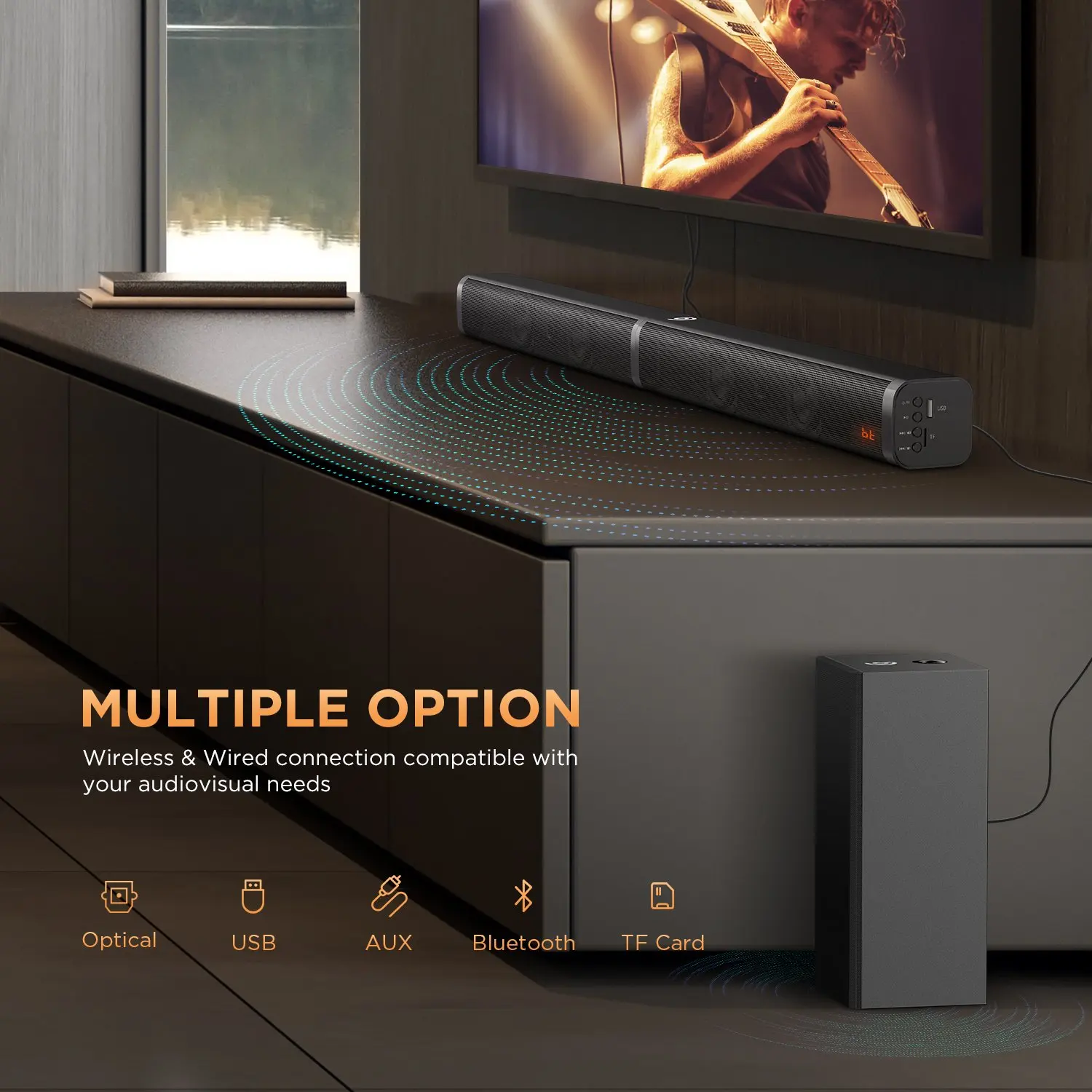 US $81.99 BOMAKER 100W TV SoundBar 2.1 Bluetooth Speaker 5.0 Home Theater Sound System 3D Surround Sound Bar Remote Control With Subwoofer