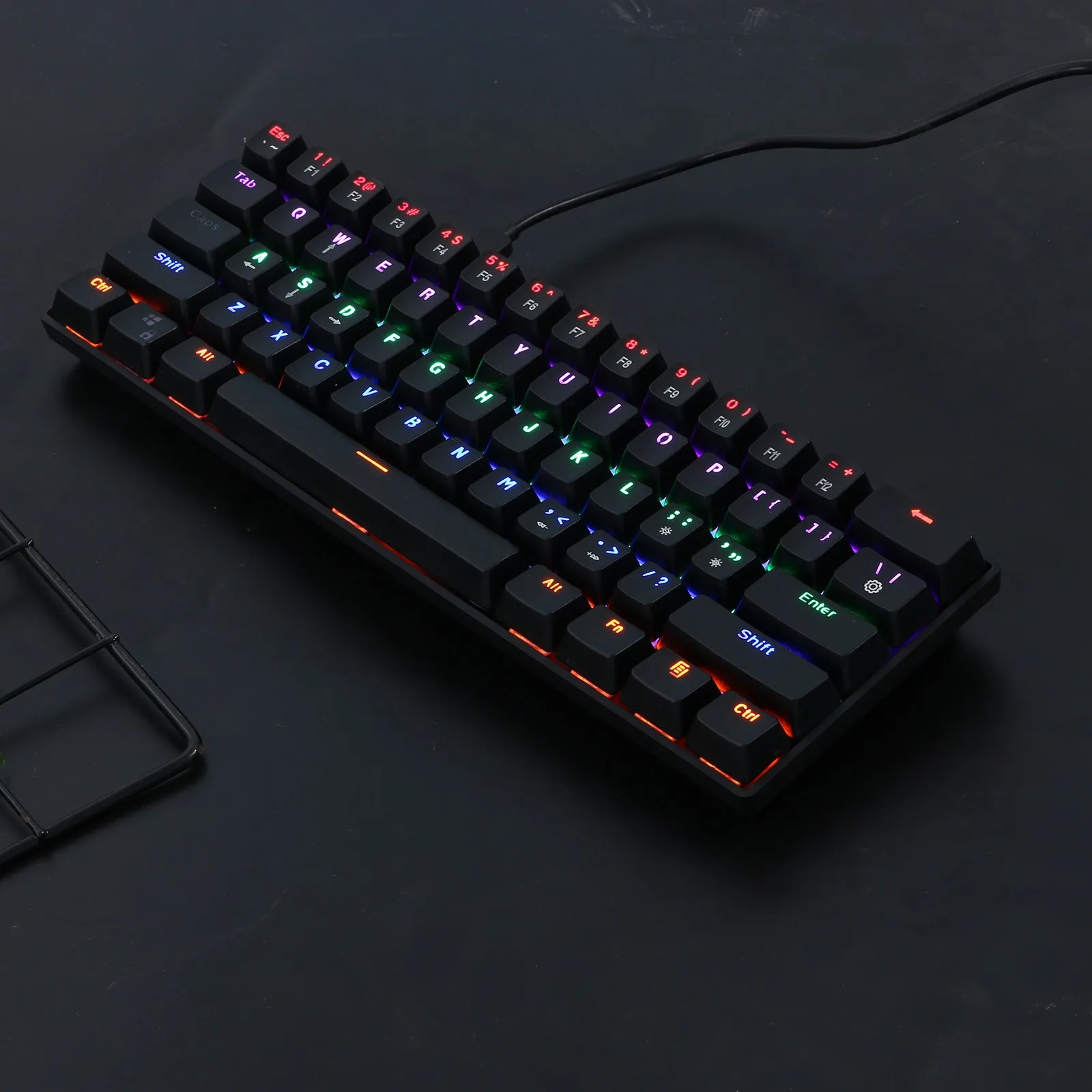 Проводная игровая клавиатура Dk61e 61 клавиша Rgb-подсветка светодиодная подсветка |