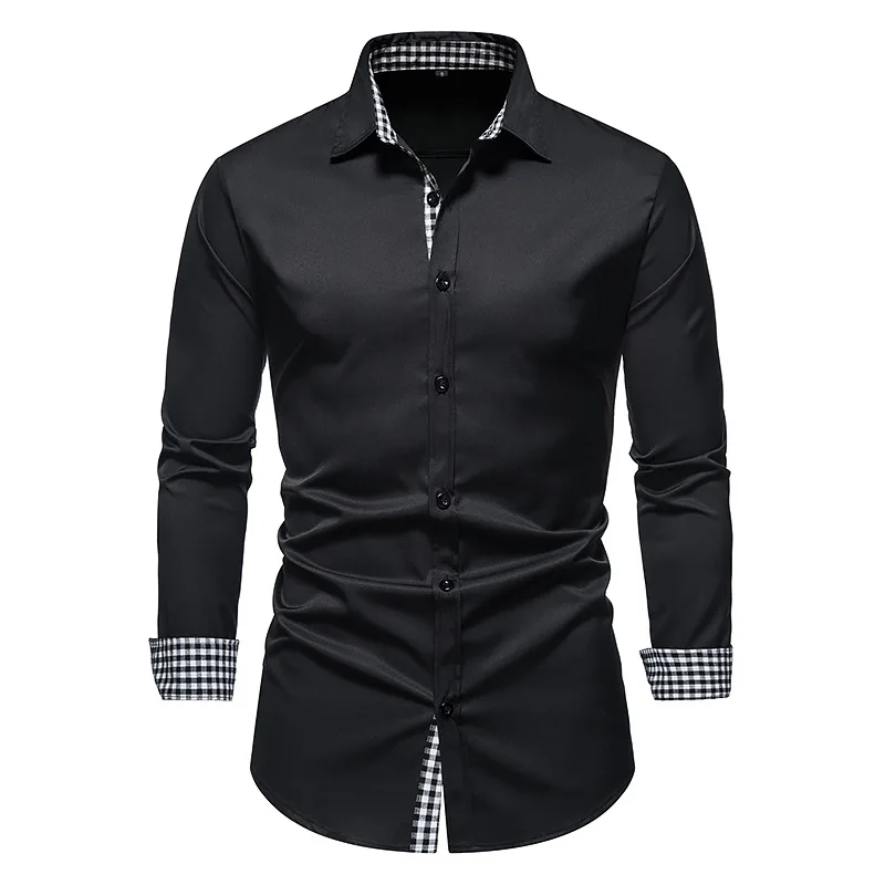Mens Business Casual Social Shirts 2021 Brand Slim Fit Long Sleeve Dress Shirt Men Button Down 