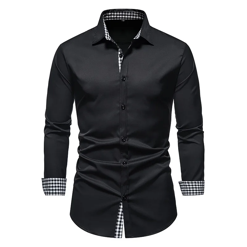 Mens Business Casual Social Shirts 2021 Brand Slim Fit Long Sleeve