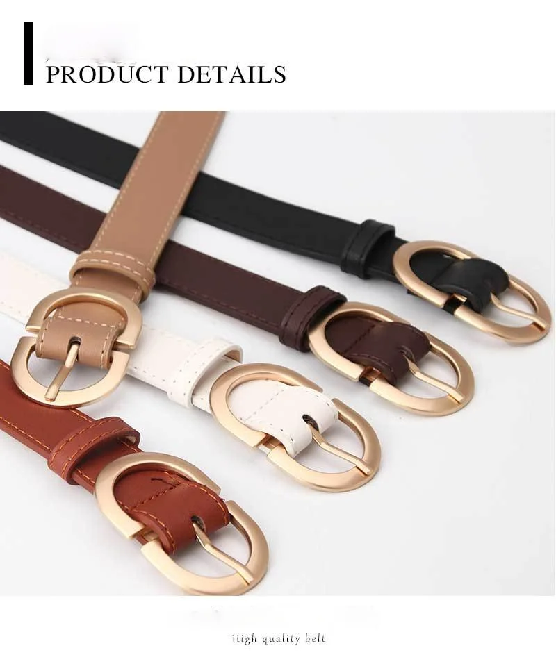 Leather Belts for Women Fashion Jeans Classic Retro Simple Round Buckle Female Pin New Denim Dress Sword Goth Luxury Punk Gothic
