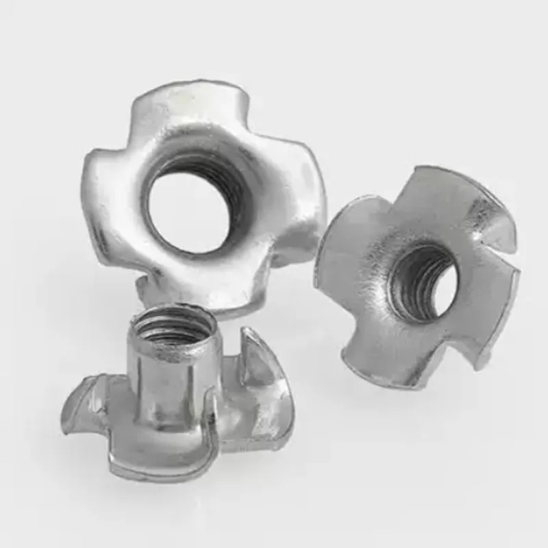 Insert Nut Threaded Insert Nut Four Claws Nut Carbon Steel Nuts 5-50PCS M2 M3 M4 M5 M6 M8 M10 m12 1/4-20 Zinc Plated Carbon Steel Four Claws Prongs Knock In Wood Captive Nut Insert Nut