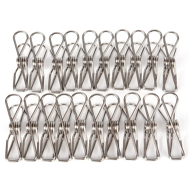 Hot Sale 20Pcs Stainless Steel Clothes Pegs Hanging Clothes Pins Beach Towel Clips Household Bed Sheet Clothespins Wholesale