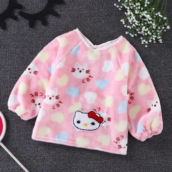 

Autumn and winter children's flannel smock tie down clothes 1-3 years old baby to eat painting clothes children's clothing