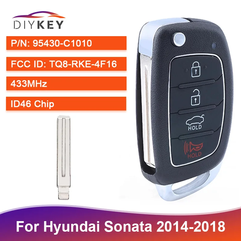 Флип-дистанционный смарт-ключ DIYKEY 95430-C1010 433 МГц чип ID46 4 кнопки для Hyundai Sonata 2014 2015 2016