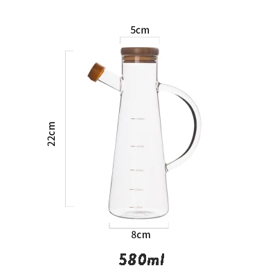 Прозрачная стеклянная бутылка для масла с ручкой, термостойкие кухонные инструменты Lecythus, контейнер для соуса - Цвет: 580ml