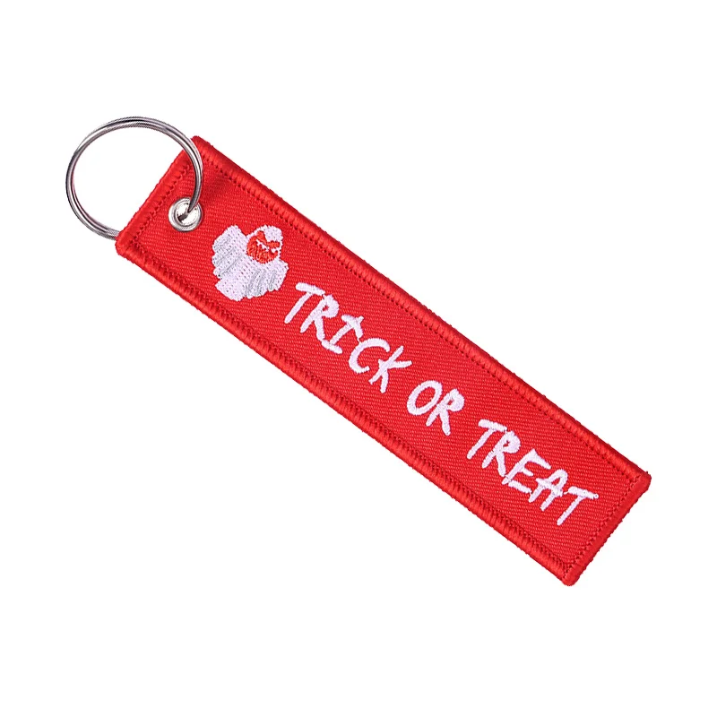 

TRICK OR TREAT Keychain For Motorcycles Emboriderry Key Ring Halloween Gift