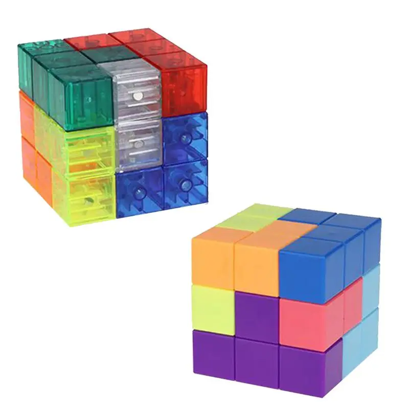 

Magnetic Building Blocks Tetris Puzzle Cube 7pcs/Set Square 3D Brain Teaser Puzzle Magnetic Tiles Stress Relief Toy Games for Ki