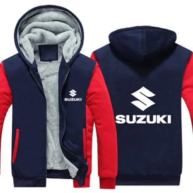 Мотоцикл логотип SUZUKI красный принт куртки для мужчин утепленная толстовка для верховой езды одежда на молнии пальто куртка флисовая толстовка