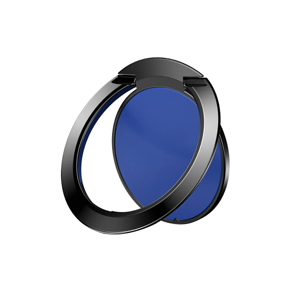 Универсальный 360 градусов Поворотный ультра тонкий металлический держатель телефона с кольцом на палец стенд - Цвет: Синий