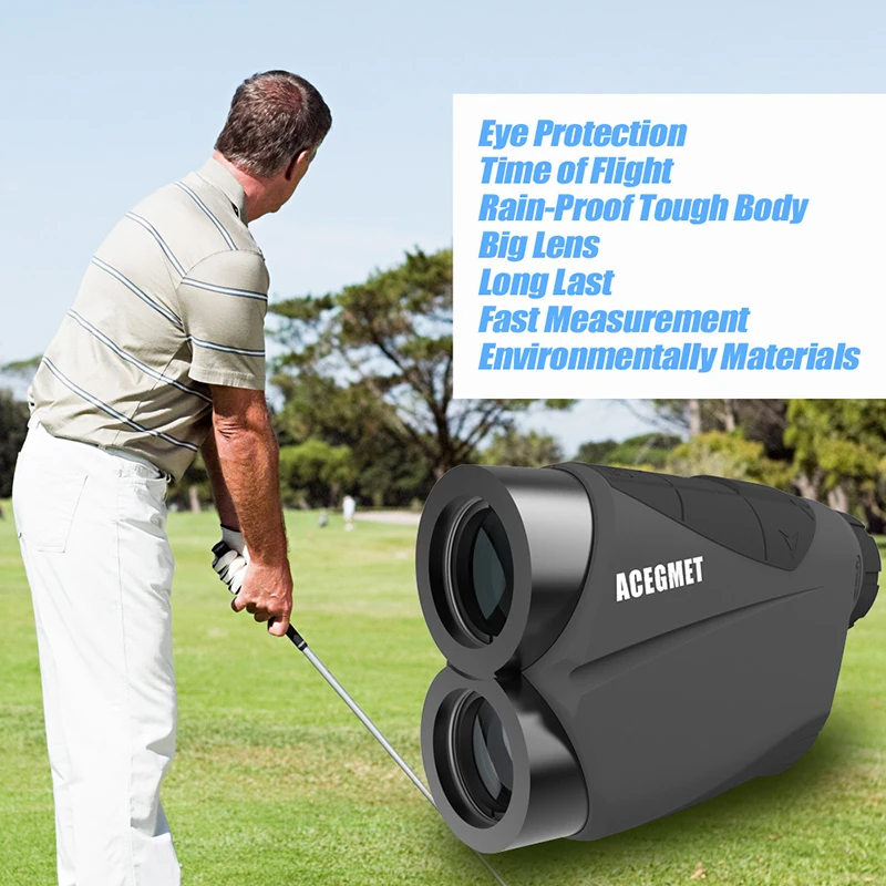 Acegmet Recarregável Golf Laser Rangefinder 600m Bloqueio Bandeira