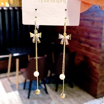 

Mid-length tassel earrings Korean version of the new temperament wild earrings for thin face earrings exquisite elegant Earrings