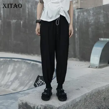 

XITAO Hong Kong Style Split Fork Hollow Out Black Weight Casual High Waist Anke Length Pants 2020 Summer New Women Pants DMY4066