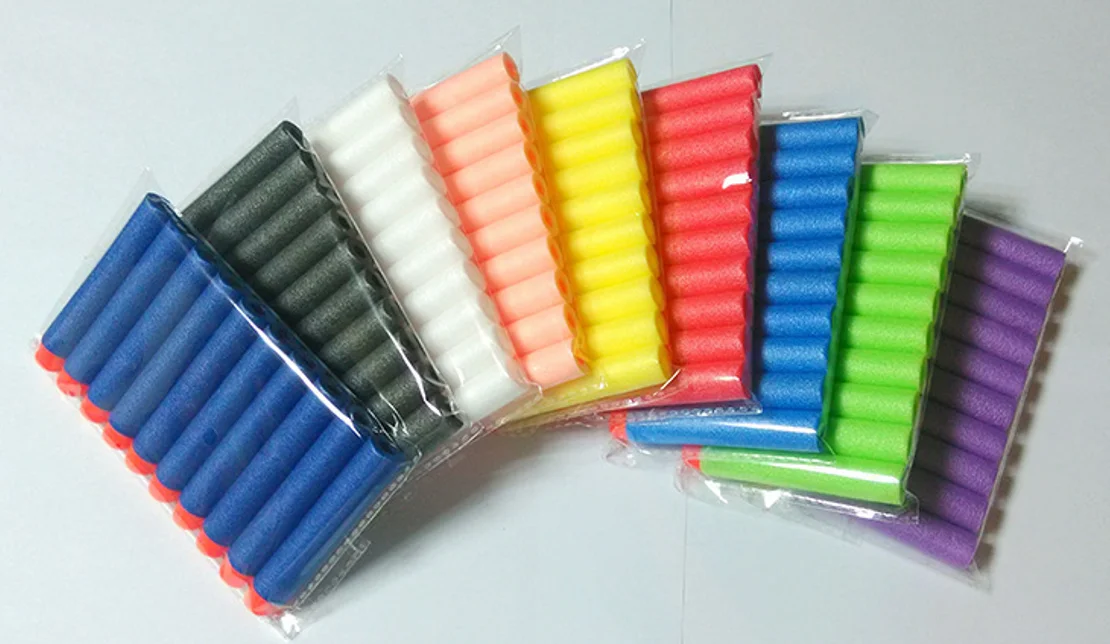 100PCS Blue Soft Hollow Hole Head Refill Darts for Nerf Series Blasters Description Image.This Product Can Be Found With The Tag Names Bullets, Sports Entertainment