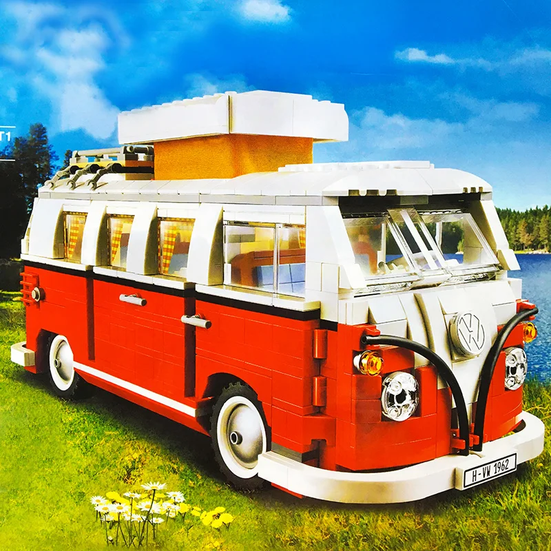 Juego de bloques de construcción modelo Volkswagen T1 Camper para niño, juguete de construcción con ladrillos, furgoneta, coche, Bluding, Compatible con Ideas Technic Bus 1354, regalo de Navidad, 10220 Uds.