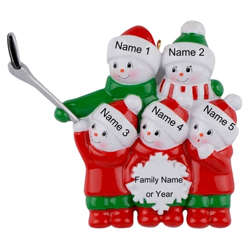 

Resin Snowman Family Shovel Family Of 5 Christmas Ornaments Personalized Gifts Write Own Name For Holiday or Home Decor