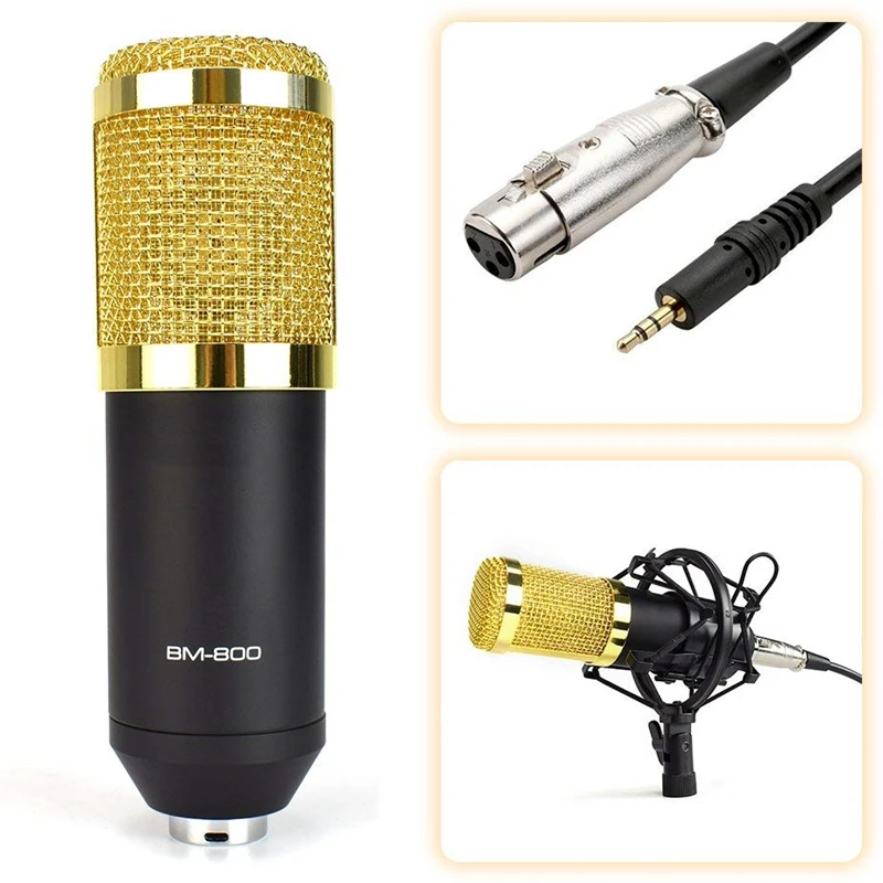 BM800 караоке микрофон Студийный конденсаторный микрофон Микрофон bm-800 для KTV радио Braodcasting Пение Запись компьютера BM 800