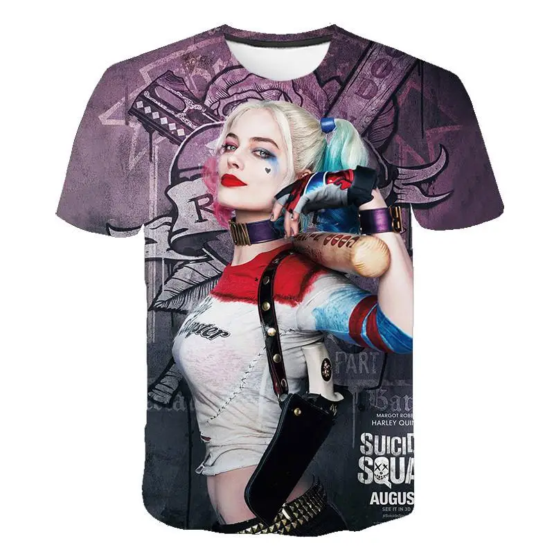 

T Shirt Suicide Squad Womens Mens Harley Quinn The Joker T Shirts Man 3D T Shirt Black Red Short Sleeve Clothes streetwear