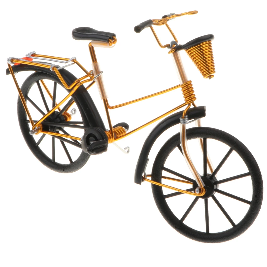 1:10 Aluminum Wire Bike Basket Bicycle Cycling Toy Desk Crafts Photography Prop