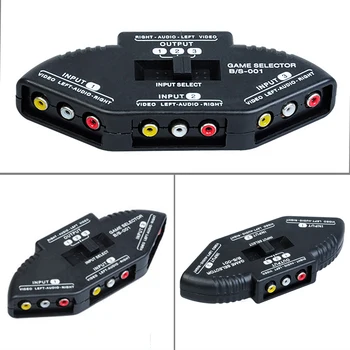 

With Cable Switcher 3-Input 1-Output Home Selector Durable Practical Portable Connecting DVD TV AV Splitter
