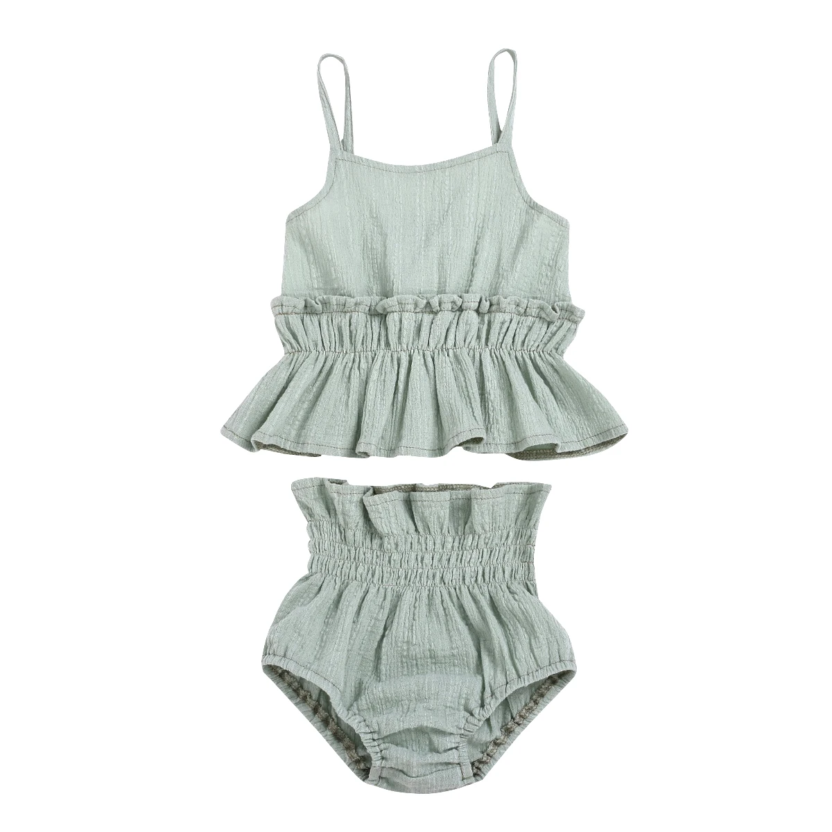 

Baby Clothes Newborn Kid Baby Girl Ruffle Sleeveless Crop Tops Vest +Shorts 2pcs Sunsuit Size 0-18M