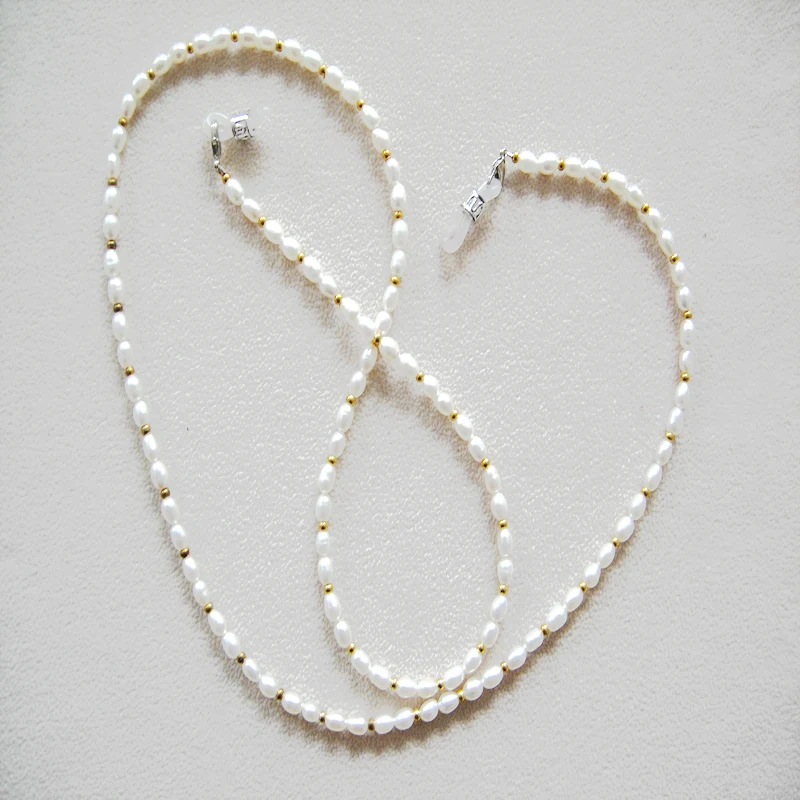 

fashionable eyeglass beaded fresh water real pearl necklace chain retainer holder handcrafted sunglass lanyard/face mask holder