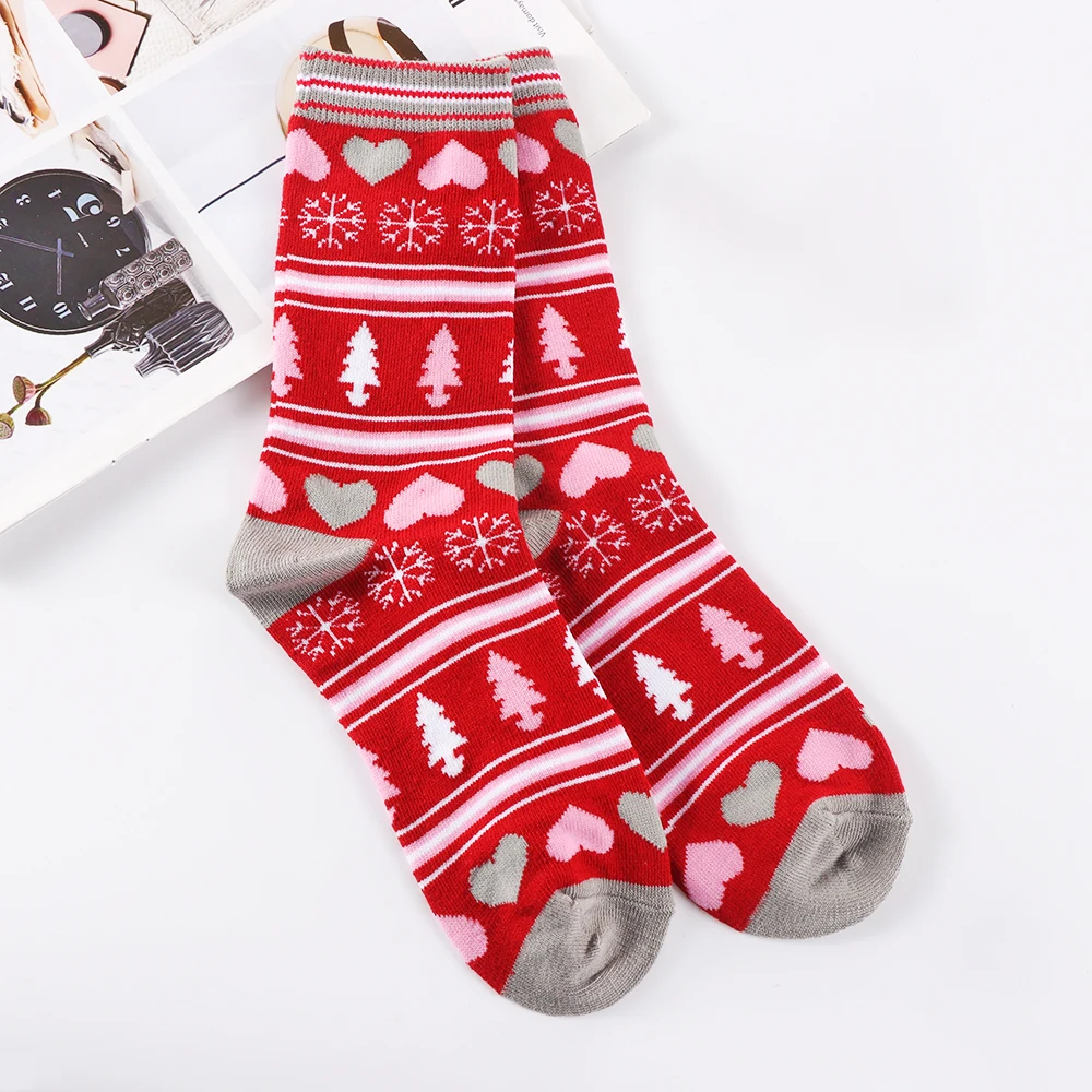 Осенне-зимние женские рождественские носки милые толстые носки с героями мультфильмов длинные хлопковые носки новогодний Санта Клаус Рождественский подарок с изображением снежного лося