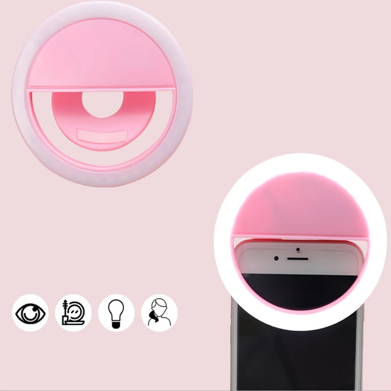 셀카 LED 링 필 라이트, 휴대용 휴대폰 28 LED, 모든 휴대폰용 발광 링 클립, 3 단계 조명