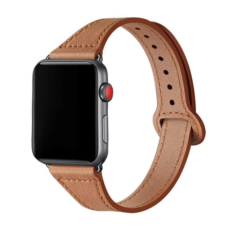 strap For Apple watch band 38mm 40mm 44mm 42mm iWatch 5/4/3/2/1 Genuine Leather loop Slim bracelet wristbelt Accessories|Ремешки для