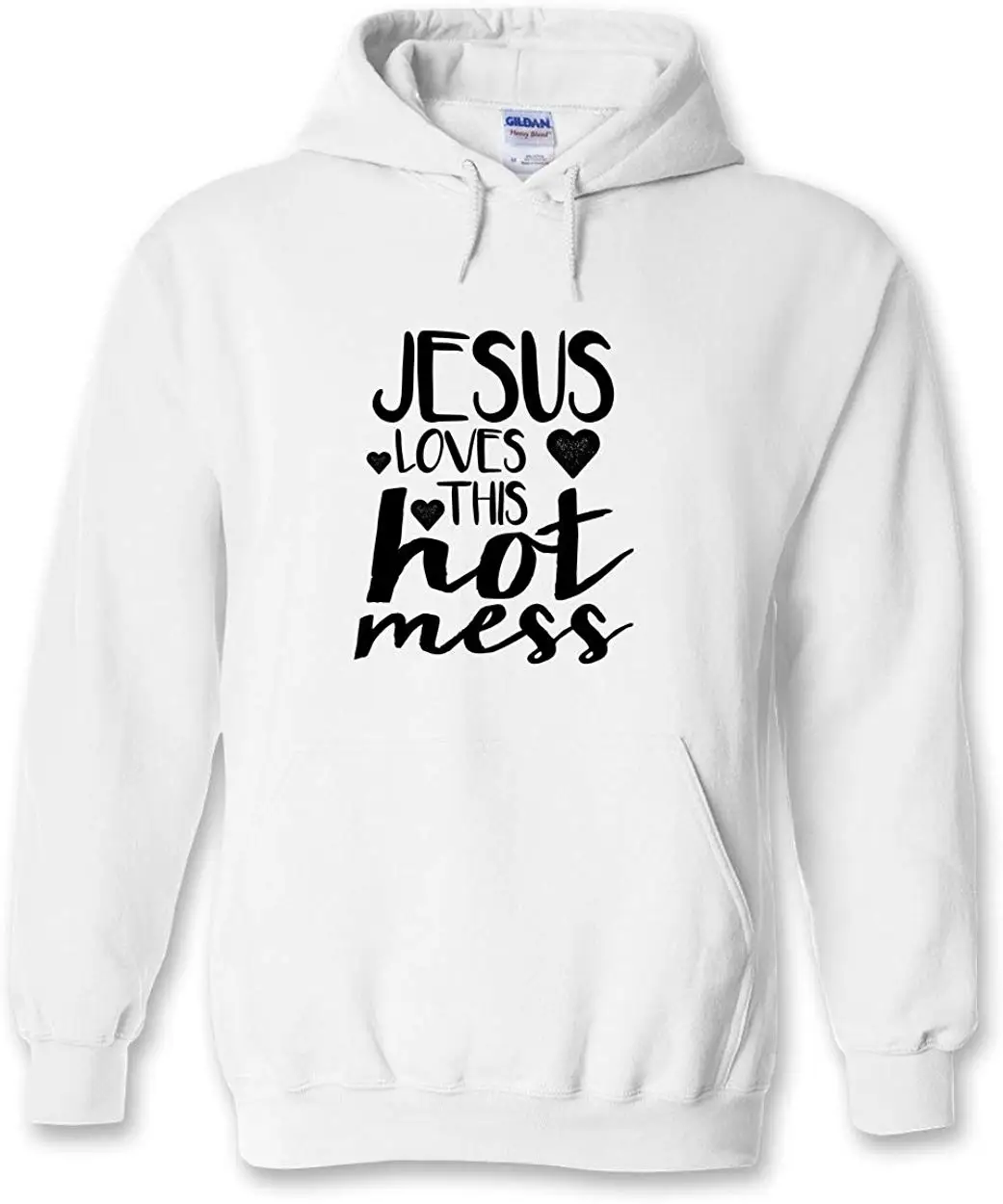 Толстовка с капюшоном надписью Jesus Loves This Hot Mess |