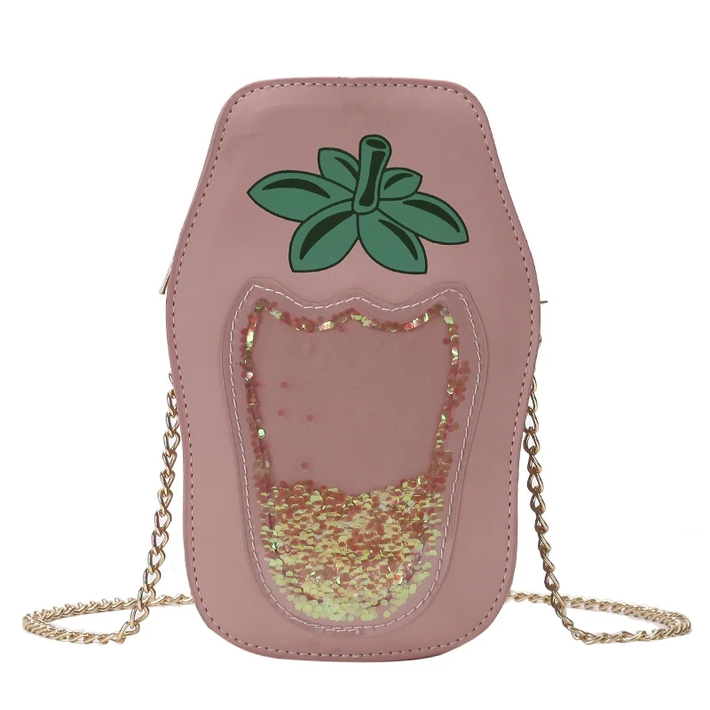 

ABZC-Summer New Fashion Strawberry Cute Shoulder Bag Female Sequins Wild Messenger Chain Bag