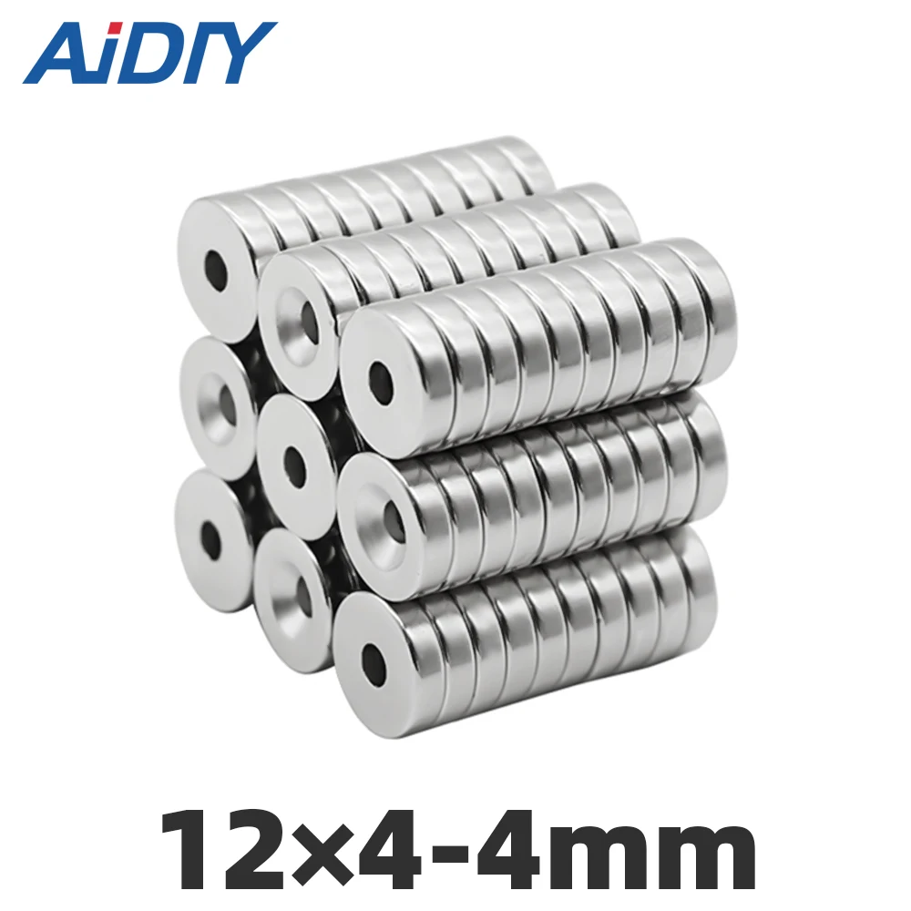 

AI DIY 10/30/100 pcs 12x4mm Hole 4mm N35 Super strong ring countersunk Rare Earth magnets permanent neodymium magnet 12*4-4mm