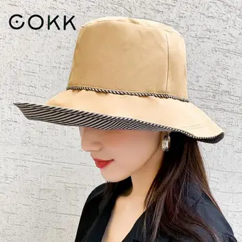 

COKK Bucket Hat Women Flat Cap Folding Fishing Hat Female Spring Summer Bucket Hats For Women Ladies Casual Fishermen Cap