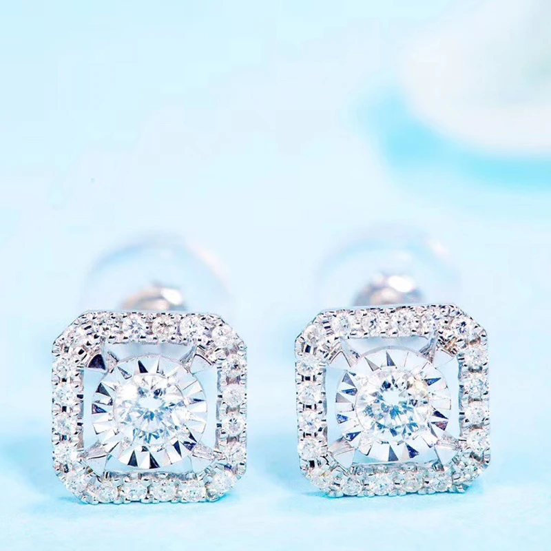 AEAW 0.1ct/пара круглые бриллиантовые сережки с круглой огранкой, 18 k, белое золото