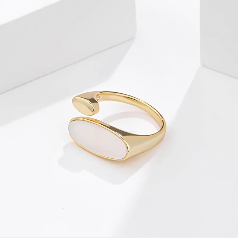 KAMIRA 925 Sterling Silver Fashion Color Abalone Shell Open Finger Ring for Women Men Charm Unique Rock Party Couples Jewelry 6
