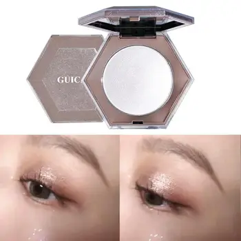 

6 Colors Highlight Mashed Glitter Face Brightening Powder Compact Facial Makeup Shining Lightweight Portable Moisturizing TSLM2