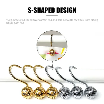 

24PCShower Curtain Hooks Rustproof Metal Bathroom Curtains Hooks for Shower Rods Decorative Bath Curtains Hooks Rings Home Decor