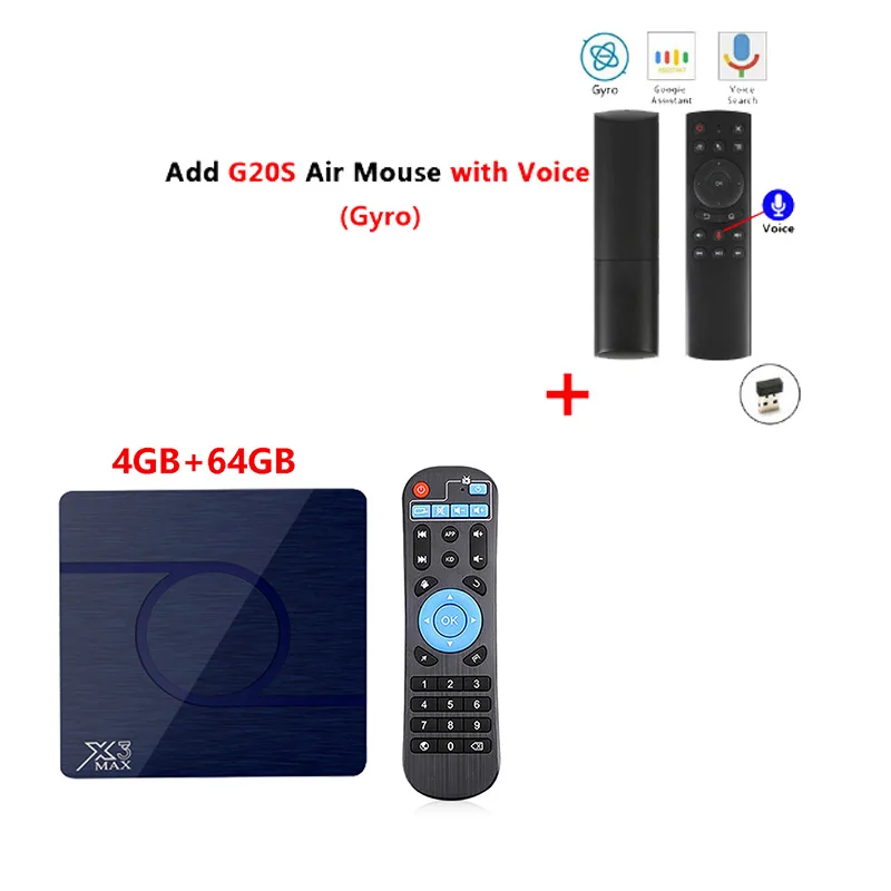 ТВ приставка X3 Max Android 9,0 Amlogic S905X3 4 ГБ 32 ГБ 64 Гб телеприставка 8K 1080P HD медиаплеер 2,4G 5G wifi Netflix Google плеер - Цвет: 4G64G add g20s
