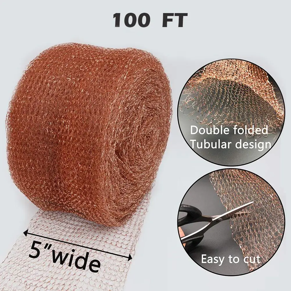 

Knitted Copper Mesh For Bat/Mouse Copper Blocker Stopper Copper Mesh Scrubber Pipeline Barrels Clean Gap filling Fabric DIY