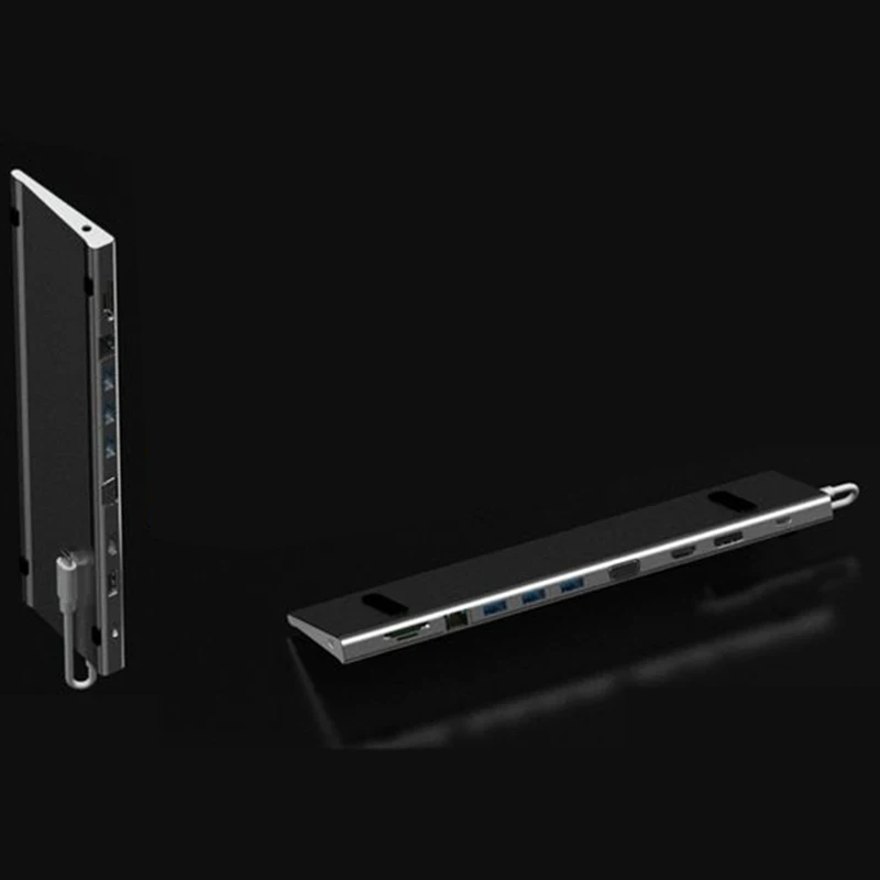 11 в 1 Usb 3,0 Универсальная док-станция для ноутбука Алюминиевый Многофункциональный Macbook Pro концентратор для Hdmi/Vga/Mini Dp/Sd/Tf/Rj45/Usb-C Co