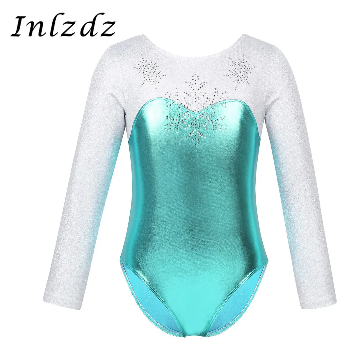 

Kids Girls Gymnastics Ballet Leotard Costumes Shiny Metallic Bodice Mesh BalletBodysuit Jumpsuit Gymnastics Swimsuit for Dancing