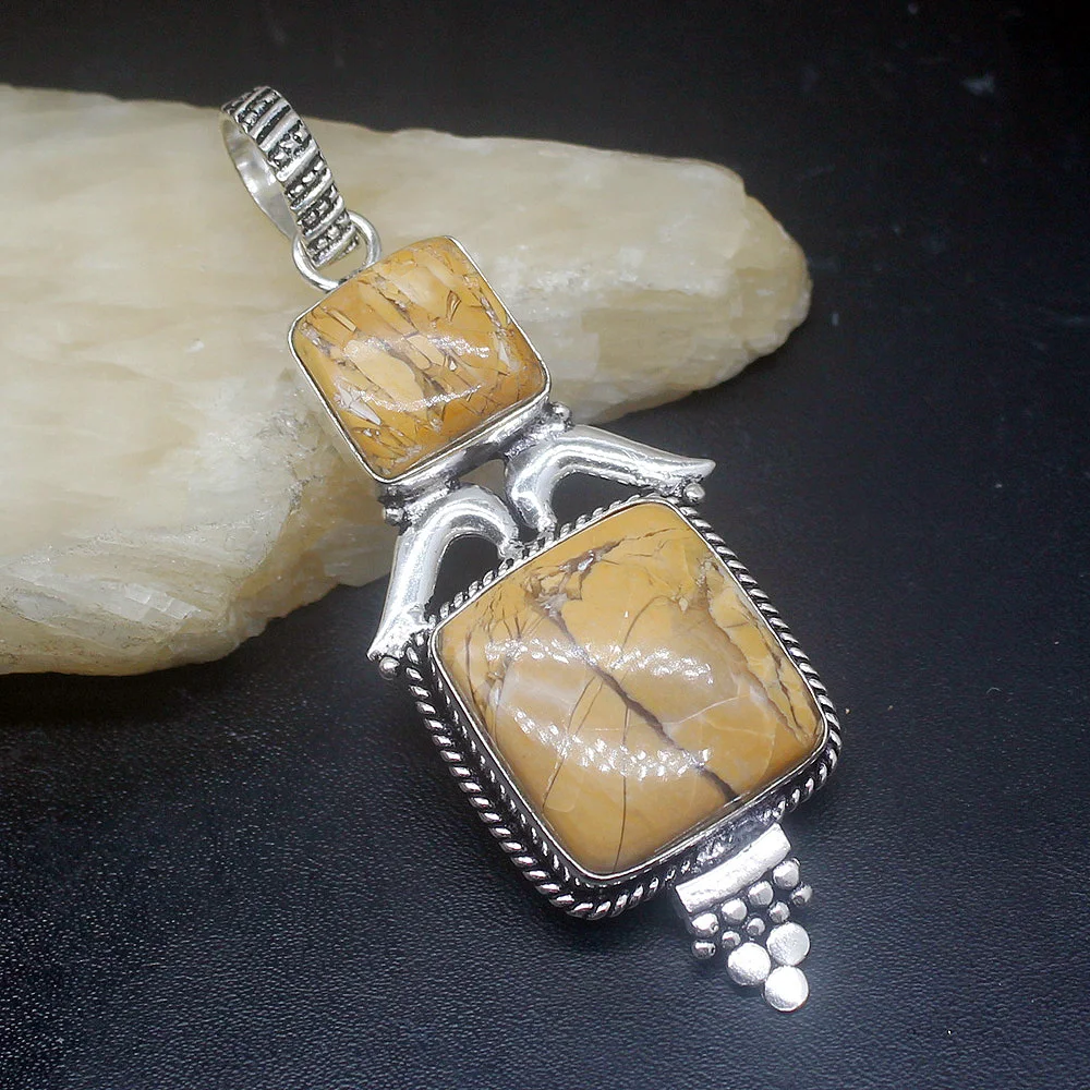 

Gemstonefactory Jewelry Big Promotion 925 Silver Natural Handmade Ocean Jasper Women Ladies Gifts Necklace Pendant 0571
