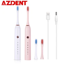AZDENT, 5 режимов, Электронная зубная щетка, USB зарядное устройство, ультра звуковая электрическая зубная щетка для взрослых детей, отбеливание зубов, гигиена полости рта