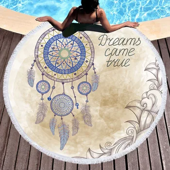 

English Alphabet Pattern Microfiber Beach Towel for Adult Household Blanket Home Portable Round Small Carpet