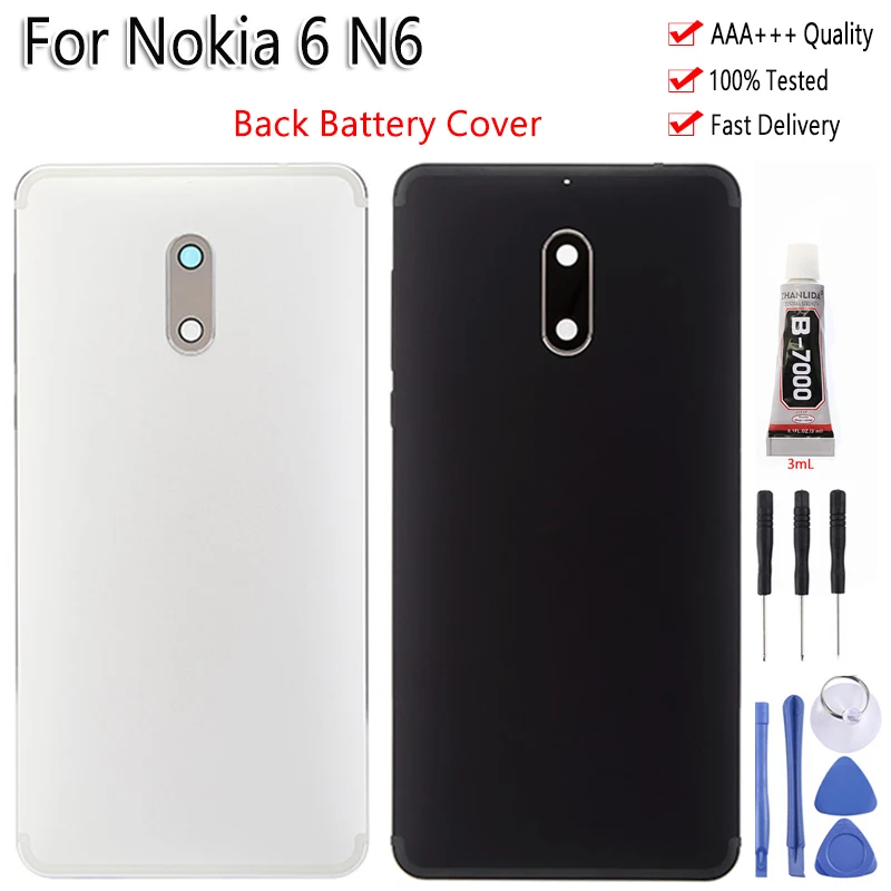 Корпус для Nokia 6 Задняя крышка батареи с боковыми клавишами камера Стекло объектив для Nokia 6 TA 1021 1033 1025 запасные части