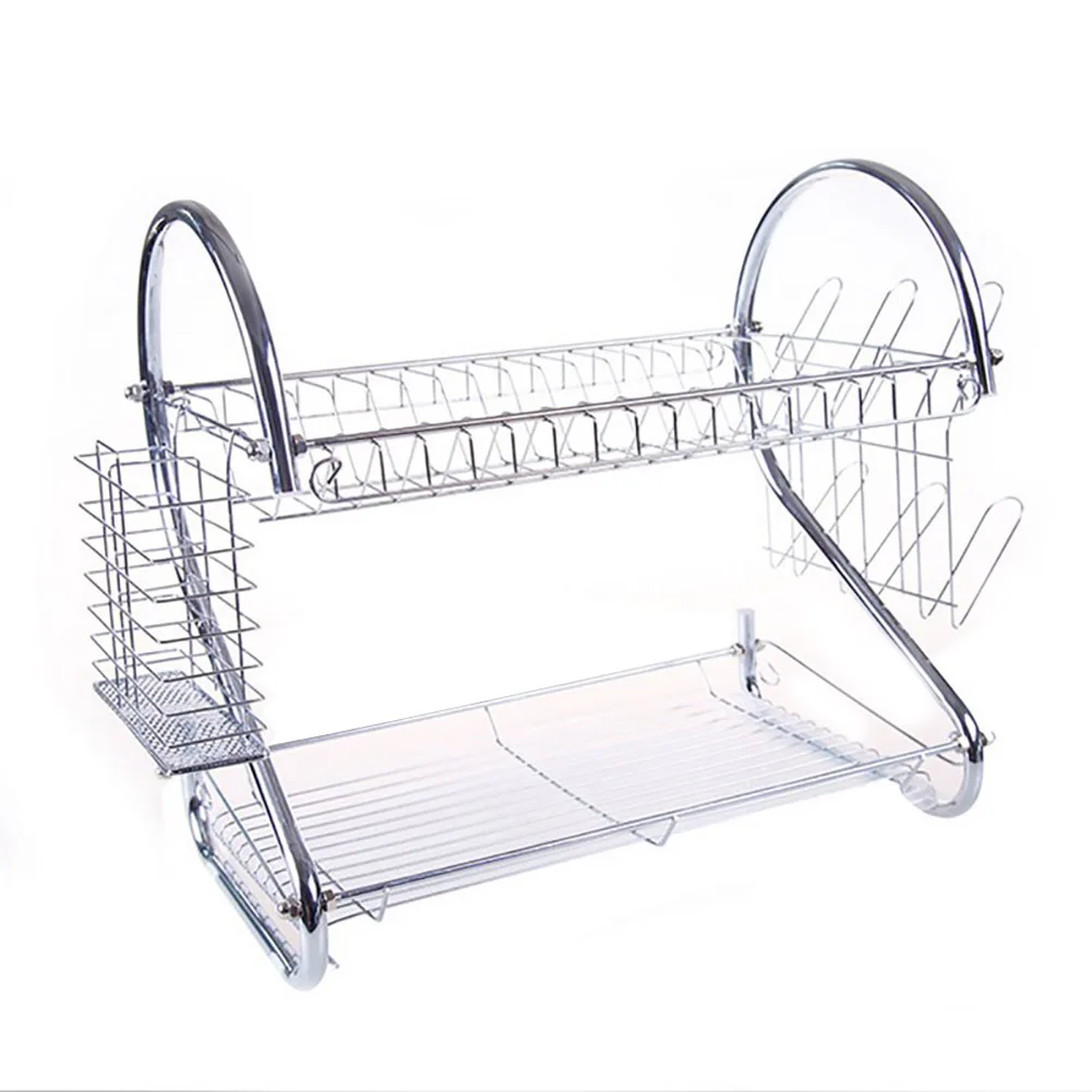 

Large Dish Drying Rack Cup Drainer 2-Tier Strainer Holder Tray Stainless Steel Kitchen Accessories DTT88