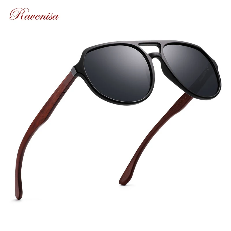Ravenisa Wood Sunglasses Women UV400 Polarized Pilot Plastic Frame  Sun Glasses fishing Driving Sunglasses 4