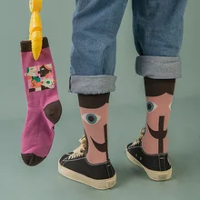 Happy Socks, модные креативные носки унисекс, тренд, мультяшный принт, хлопковые, индивидуальные, повседневные, дышащие, удобные, милые носки