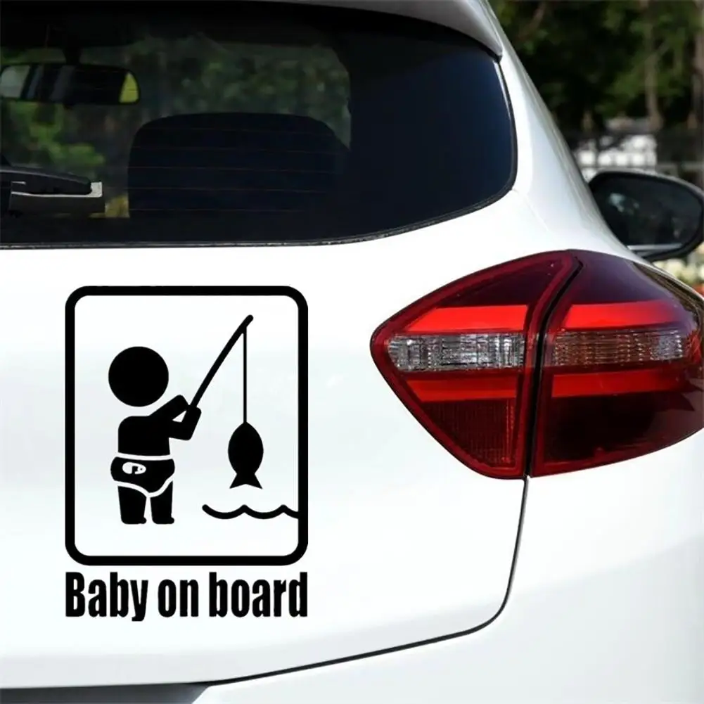 

50% HOT SALES Funny Fishing Baby on Board Car Vehicle Reflective Decals Sticker Decoration