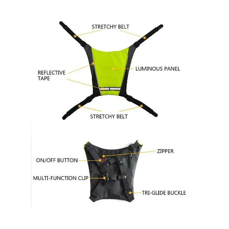 Cycling Vest LED Signal Light Indicator Reflective Vest for Night Outdoor Hiking Cycling Bike Safety Turnning Signal Lights Vest